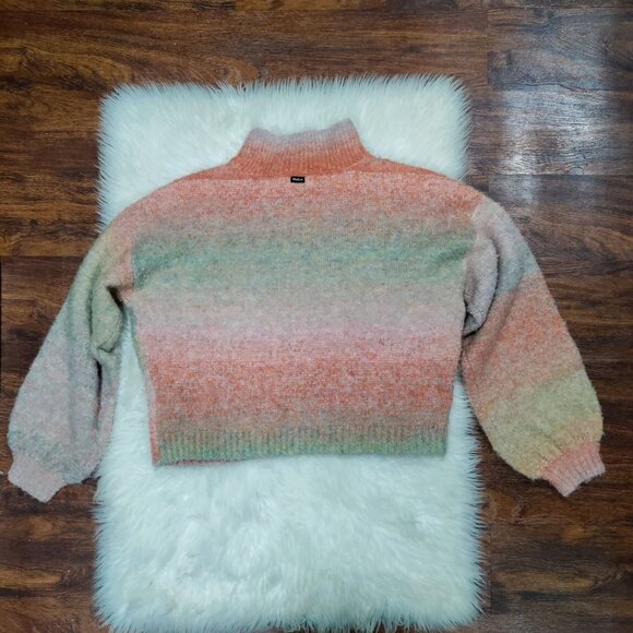 RVCA Dream Cycle Ombre Striped Knit Womens Medium Turtleneck Sweater Multicolor - Picture 6 of 13